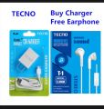 【BUY ONE TAKE ONE】Tecno Fast Charger 2.1A Quick 2in1 Travel For Android Micro Free headset. 