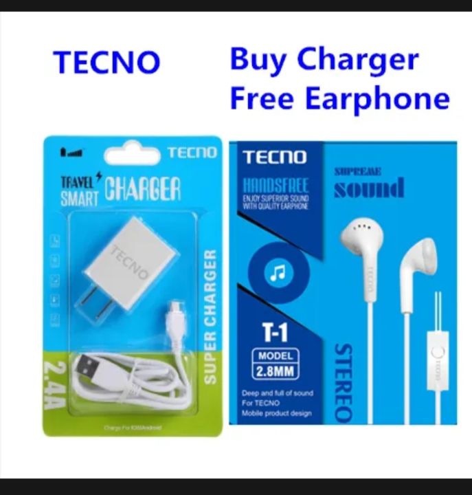 【BUY ONE TAKE ONE】Tecno Fast Charger 2.1A Quick 2in1 Travel For Android Micro Free headset