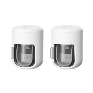 เครื่องบีบยาสีฟันแบบแขวนผนังแบบไม่เจาะรูฝาพับกันฝุ่นอัตโนมัติสำหรับใช้ในบ้านแปรงสีฟันสำหรับคนขี้เกียจเครื่องบีบยาสีฟัน