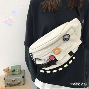 Instagram Korean Style Versatile Large Capacity Workwear Chest Bag Mens and Womens Students Crossbody Bag Japanese Style Harajuku Style Functional Sports Waist Bag