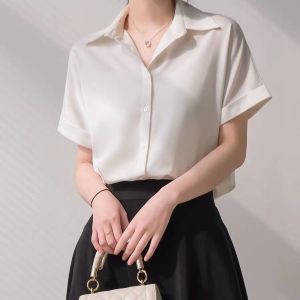 YOLO เสื้อเบลาส์สำหรับผู้หญิงเสื้อ Baju Crop Lengan Pendek ผ้าชีฟองทรงหลวมใส่สบายใส่ฤดูร้อน