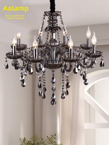 AODENG | Modern Smoke Gray Candle Chandelier For Living Room Dining Area
