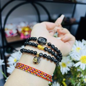 Q584 Chuỗi 3v Thạch Anh Tóc Đen mix lu thống túi tiền Tóc Đen treo móc V10k tỳ hưu v24k - Thủy và Mộc - Phong Thuỷ TUDO P