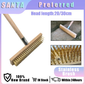 7.87/11.81in Steel Brush with long handle for Floor for washing Bristle Iron Pool Moss
