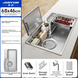 JIAYUN | SUS304 Stainless Steel Kitchen Sink Large Single Bowl