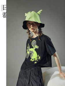 Balloon Dog Print Casual Knit Loose Short Sleeve Womens T-shirt