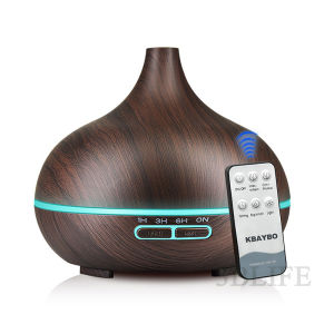 550ML Wood Grain Humidifier Ultrasonic Aromatherapy Diffuser with Essential Oil Air Purifier 7 Color LED Night Light
