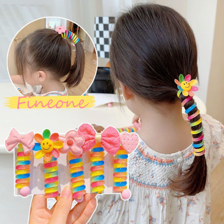 Children Girls Jelly Color Ponytail Elastic Hair Bands Rubber Tie ...