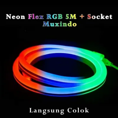 RGB Lampu Led Neon Flex 5050 Flexible 220v Lampu 5M Led Strip