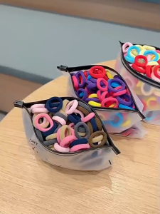 JP022(*****) Ikat Karet Rambut DONUT KECIL warna warni Anak Ukuran MINI Free Pouch