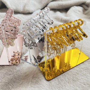 Gold Silver Rosegold Polymer Clay Soft Pottery Earrings Stand Organizer Hanger Shape Tabletop Jewelry Display Holder For Earring