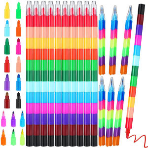【Hot Sale】Stacking Stackable Buildable Colorful Crayon Party Favors Rainbow Pencils For Kids Crayons Coloring School Office Supplies12 Colors