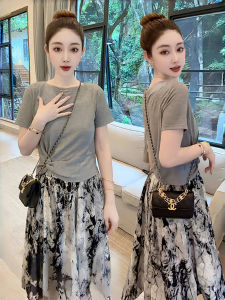 Gray Fashion Short Sleeve T-Shirt Womens Summer New Style Korean Version Commute Pure Color Loose Fit round Neck Short Length