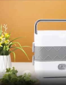 ANYTRP Kotak Makan Pemanas Elektrik Single Layer Lunch Box 2 Bowl 1.2L - DFH-C01