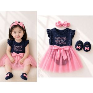 Mommy Little Princess Jumper Set Baju Jumpsuit Anak Sepatu Bando Anak Cewe Lucu Murah Terlaris Cod