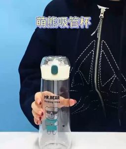 Ins Style Water Cup with Straw Double Drinking Cup Dopamine Colored Water Bottle Cawan Air Gaya Ins dengan Cawan Minuman