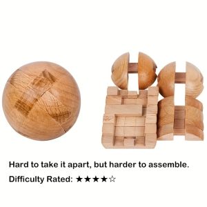 Unlock Your Mind with This Classic Wooden Puzzle Wooden Kongming Lock Brain Teaser Magic Ball Brain Teaser ToyIntelligence Game