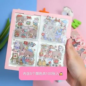 【100张贴纸】PET手账贴纸套装防水无痕手帐贴纸装饰小图案卡通可爱 100pieces PET cute stickers