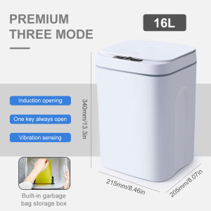 16L Smart Trash Can Dustbin Automatic Touch Bathroom Garbage Toilet Recycle Waste Bin Kitchen Sensor Basket for Rubbish Bucket