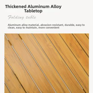 LINSI | Foldable Camping Table Wood Grain Aluminum