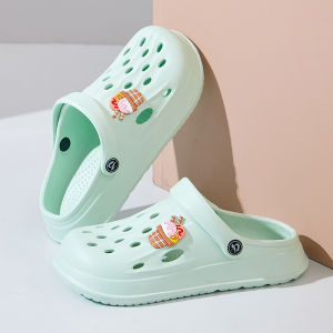 ผู้หญิง รองเท้าแตะอุดตันพยาบาล ฤดูร้อน รองเท้าชายหาดกลวงออกห้องปฏิบัติการแบน กันลื่น รองเท้าแตะคลุมนิ้วเท้า หวาน วัสดุด้านใน PVC สไตล์