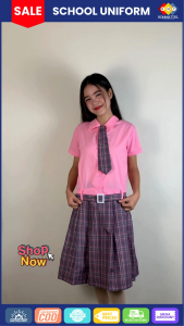 RMT Collection High-Quality High School Pink Checkered Skirt Uniform for Ladies
