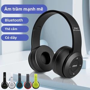 Tai Nghe Không Dây Bluetooth 5.0 P47 Tai Nghe Gấp Âm Trầm HiFi Có Mic Dành Cho Thể Thao Và Chơi Game Trên Điện Thoại Di Động