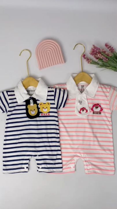 Baju Romper Bayi Kerah Dasi Korean Style Fashion Romper Bayi