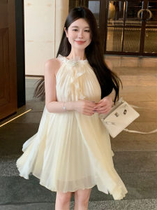 CHOUXIE | Đầm Dây Phong Cách Pháp Màu Trắng