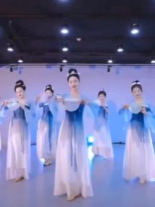 Classical Dancing Dress Womens Elegant Body Charm Gauze Clothes Chinese Style Chest Ribbon Exercise Clothing Han and Tang Fan Dance Costume