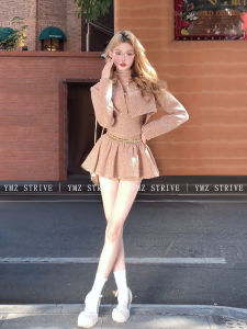 Strive/Youmeizi Plus Size Ladies Sweet and Spicy Classic Style Sequin Outwear Female Autumn Pure Desire Gold A- line Pettiskirt Suit