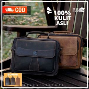 Tas Selempang Kulit Pria Tas Slempang Slingbag Tas Kerja Pria Cowok Massenger Bag Pria Kekinian Kulit Reven Bima Crazy Horse Kulit Sapi Premium Quality