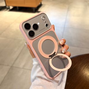 CHUANGYIWEI | Anti-Glare Large View Mirror Blue Silver Matte Finish Rotating Phone Case with Lens Protection