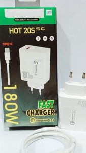 Charger FOR INF HOT 20S 5G Fast Charger 180W Batok+Kabel USB Support Fast Charging Quick Charger 3.0