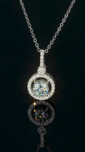 Premium Moissanite Necklace | 20.5mm Sparkling Solitaire Pendant | 40+5cm Adjustable Chain | German Polishing Craftsmanship | Gift for Women Wife Girlfriend