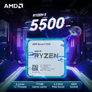 AMD | High Performance AMD Ryzen 5 5500 AM4 CPU 6 Core 12 Thread For Home Office Gaming PC No Cooler
