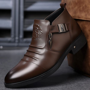 NUDANLAI | New Leather Boots Men Zipper Design Spring Autumn Business Casual Stylish