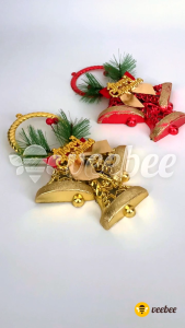 Hiasan Lonceng Natal Belah Triple Merry Christmas (V26) | Dekorasi Pohon | Hiasan Pintu Jendela | Aksesoris Hampers