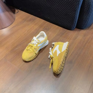 Leather Korean Style Casual Sports Shoes Heightening Design Womens Trainer Spring Summer New Yellow Agan Shoes Comfortable