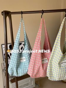 Macaroon Color Summer Large Capacity Canvas Shoulder Bag Korean Style Student Commuter Tote Bag Womens Bag Casual Shopping Bag