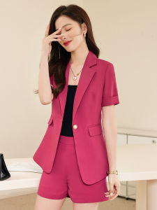 Pink Suit Shorts Set: Women's Summer Professional Commute Style