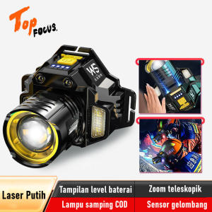 Ws-8663 Lampu Kepala Led Headlamp Induksi Sensor Gerak Zoom Rotating 3000 Lumen