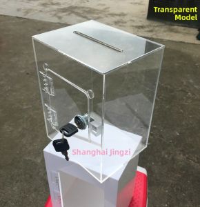 Transparent Acrylic Heart-shaped Donation Box With Lock Wall-mounted