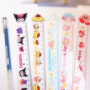 Pembaris Kartun Comel Pelajar Sanrio Pembaris Acrylic Lutsinar 15CM Ukuran Sekolah Pejabat Alat Tulis 15cm Sanrio Transparent Ruler Double Layer Acrylic School Student Stationery 透明库洛米玉桂狗双层亚克力直尺中小学生学子测量文具15CM刻度尺 E302
