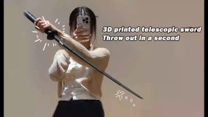 2PCS 3D Printed Gravity Retractable Samurai Sword Telescopic Anime Plastic Swords Creative Decompression Super Healing Toy