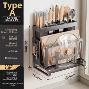 Wall-mounted Multifunctional Kitchen Knife Cutting Board and Chopstick Organizer