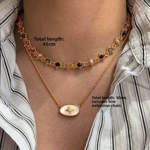 CAFFTI | White Mother-of-Pearl Four-pointed Star Pendant Pearl Necklace