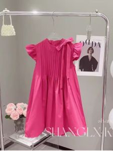 ระบายอากาศได้ดี หลากหลาย เด็กผู้หญิง เดรส สไตล์เกาหลี ฤดูร้อน 2024 New Pure Color พลีท Princess เดรส แขนยาว เรียบหรู เดรส