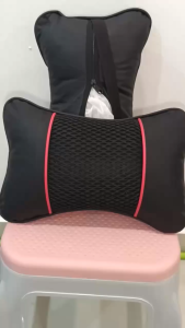 PU Leather Mesh Net Car Headrest Breathable Pillow Neck Support Cushion Cotton Bantal Lembut Kereta