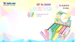 Bút dạ quang Thiên Long Flexoffice Pazto rửa được - Photocopy không làm mất nét chữ bên dưới - Màu pastel dịu mắt - Thiết kế đơn giản hiện đại - Hợp thời trang
